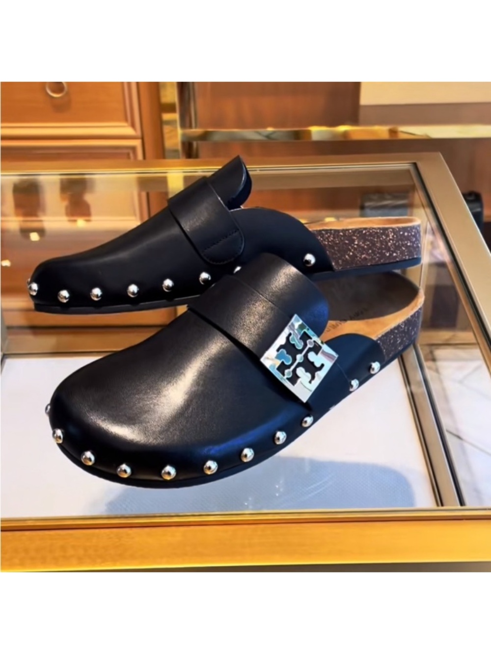 Tory Burch Mellow Studded Mule Black